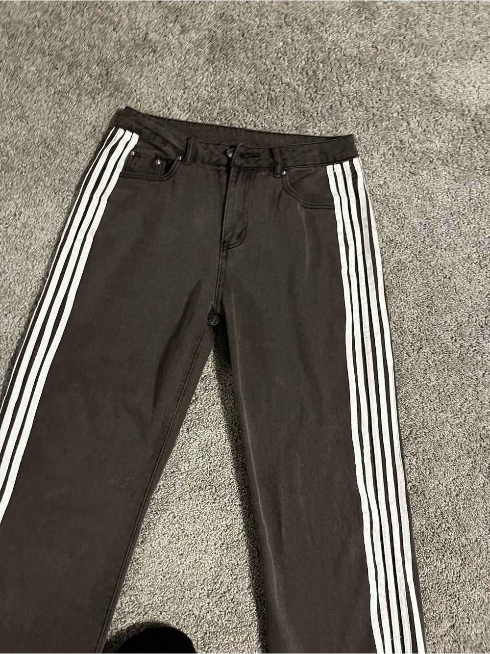 Women’s Brown Straight Leg Jeans with White Side Stripes